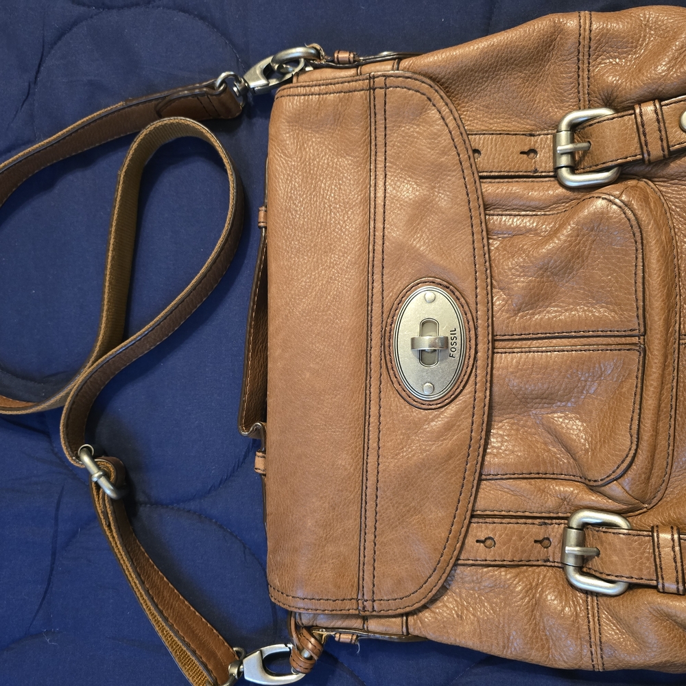 Fossil Tan Leather Shoulder Bag